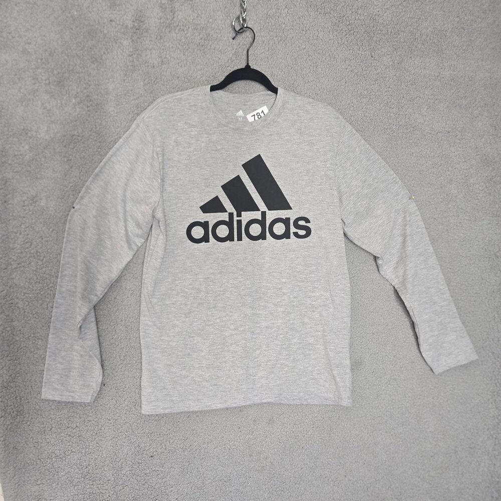 adidas Golf Badge of Sport Long Sleeve T Shirt Mens M Gray Heather Graphic Tee